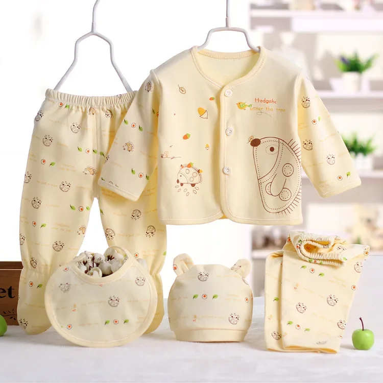 Baby Products Sale - 5 ชิ้น/เซ็ตเสื้อผ้าเด็กทารกเม่นชุดทารกแรกเกิดผ้าฝ้ายแท้ 0-3M เสื้อผ้าเด็กฤดูใบไม้ผลิฤดูใบไม้ร่วงผ้าฝ้ายชุดชั้นในชุด