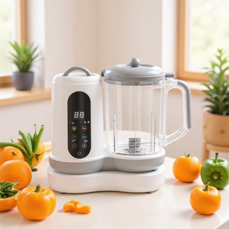 Baby Food Maker Blender - เครื่องทำอาหารเด็กอัตโนมัติ, เครื่องนึ่งอาหารอเนกประสงค์พร้อมตั้งเวลาและเครื่องปั่นสำหรับทำอาหารเสริมสำหรับทารก