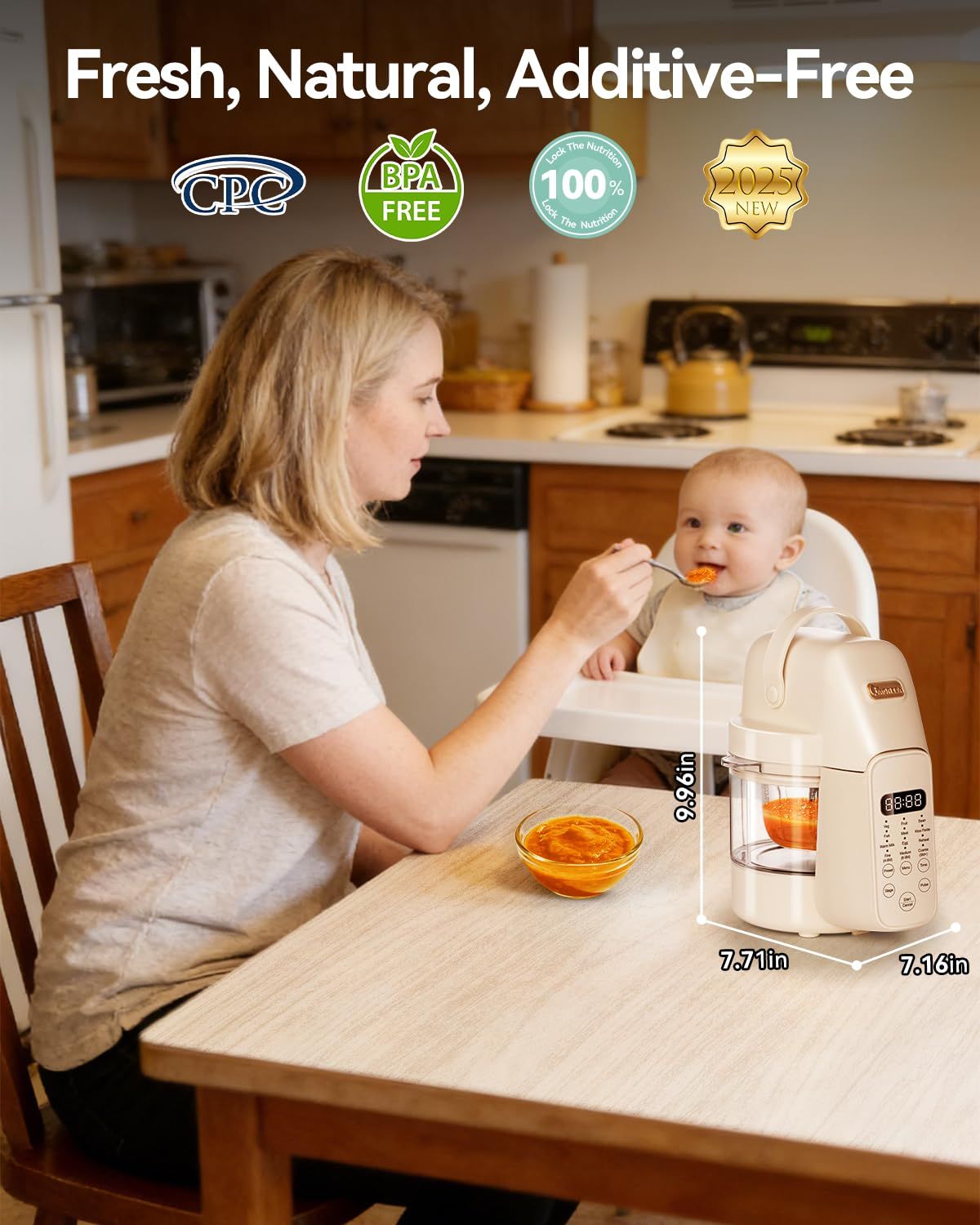 Baby Food Maker Blender - เครื่องทำอาหารเด็กอเนกประสงค์ 9-in-1 รุ่น Heavy-Duty Pro พร้อมระบบไอน้ำและเครื่องปั่นเนื้อสัมผัสเนียนละเอียด