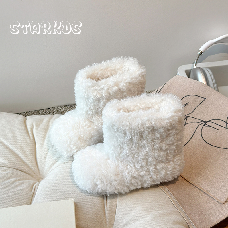 Baby Product Brand - หรูหราหนาตุ๊กตาขนสัตว์รองเท้าเด็กผู้หญิง Fluffy WARM Plush Booties เด็กวัยหัดเดินเด็กฤดูหนาวการออกแบบแบรนด์รอบ